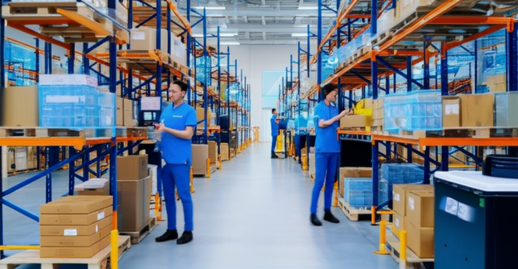 MedSupply Inc. healthcare logistics warehouse with organized medical supplies